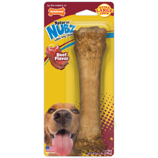 Nubz Beef Dog Treats, All Natural Edible Long Lasting Dog Chew, X-Large - 50+ Lbs, 1 Count