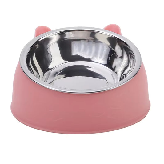 Creative Inclined Stainless Steel Cat & Dog Feeding Bowl - Perfect for Kittens and Puppies!