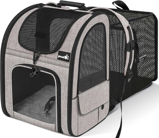 Pet Carrier Backpack, Dog Carrier Backpack, Expandable with Breathable Mesh for Small Dogs Cats Puppies, Pet Backpack Bag for Hiking Travel Camping Outdoor Hold Pets up to 17 Lbs