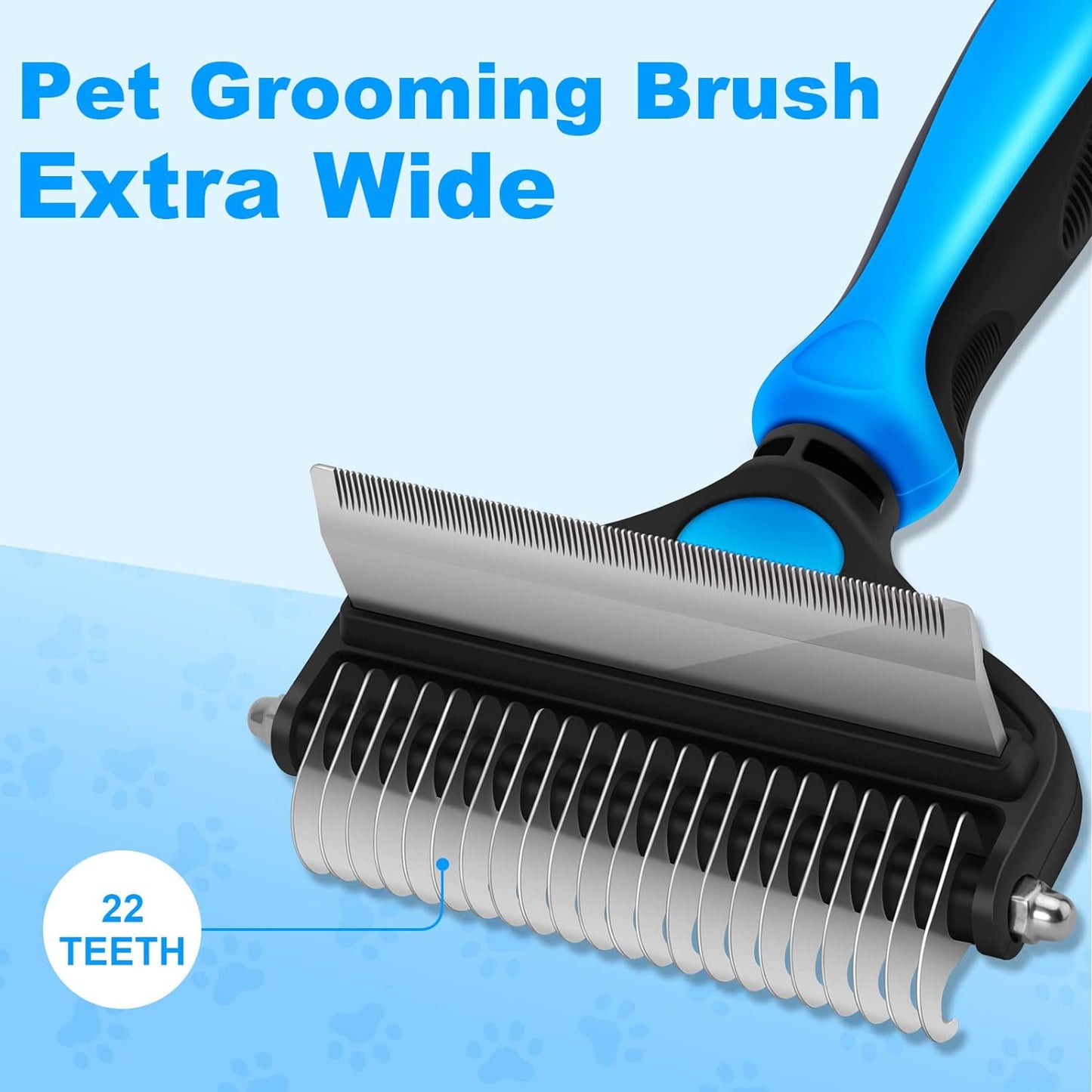 Ultimate 2-in-1 Dog Grooming Brush & Undercoat Rake for Small Dogs and Cats - Safe Dematting Comb & Deshedding Tool (Small Blue)