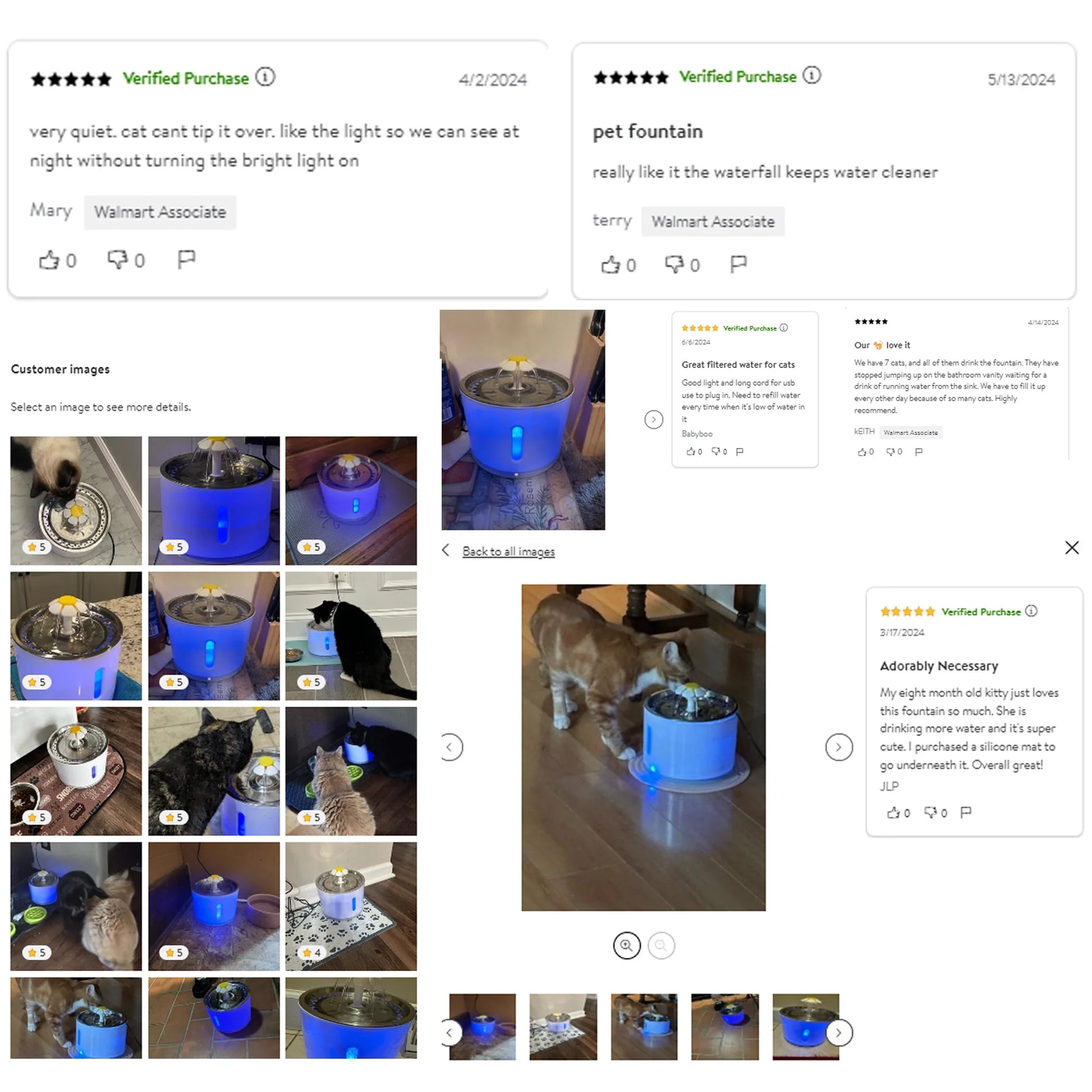 Pet Fountain,Cat Water Fountain, Automatic Water Dispenser for Cats and Dogs, Circulating Filtration System, Easy-To-See Water Level, Low Noise 80Oz/2.4L Capacity