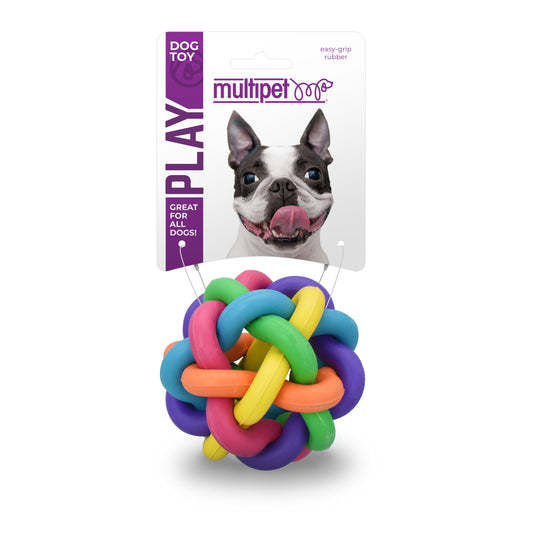 Nobbly Wobbly Rubber Ball Dog Toy, Multicolor, 4 Inches