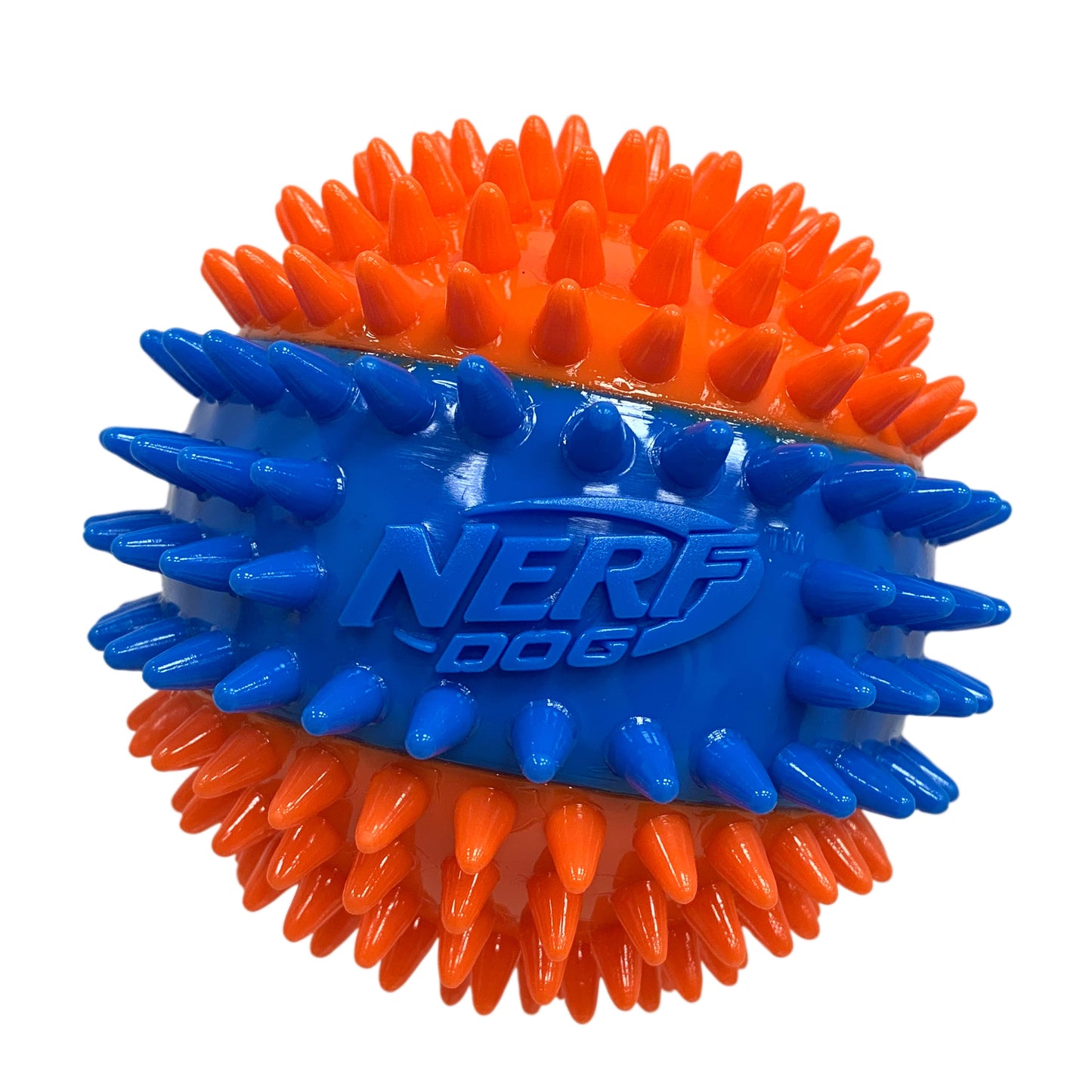 Squeaky Dental Spike Ball Dog Toy, Orange/Blue, 2.7 Inch