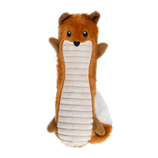 Stuffing-Free Big Squeak Fox Plush Dog Toy, Orange, Medium
