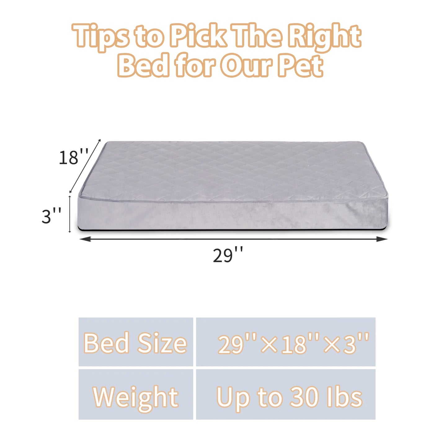 29" Waterproof Orthopedic Dog Bed for Medium Dogs, Dog Crate Bed with Removable Washable Cover