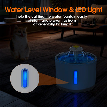 Pet Fountain,Cat Water Fountain, Automatic Water Dispenser for Cats and Dogs, Circulating Filtration System, Easy-To-See Water Level, Low Noise 80Oz/2.4L Capacity