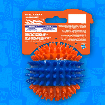 Squeaky Dental Spike Ball Dog Toy, Orange/Blue, 2.7 Inch