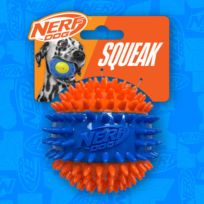 Squeaky Dental Spike Ball Dog Toy, Orange/Blue, 2.7 Inch