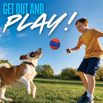 Squeaky Dental Spike Ball Dog Toy, Orange/Blue, 2.7 Inch